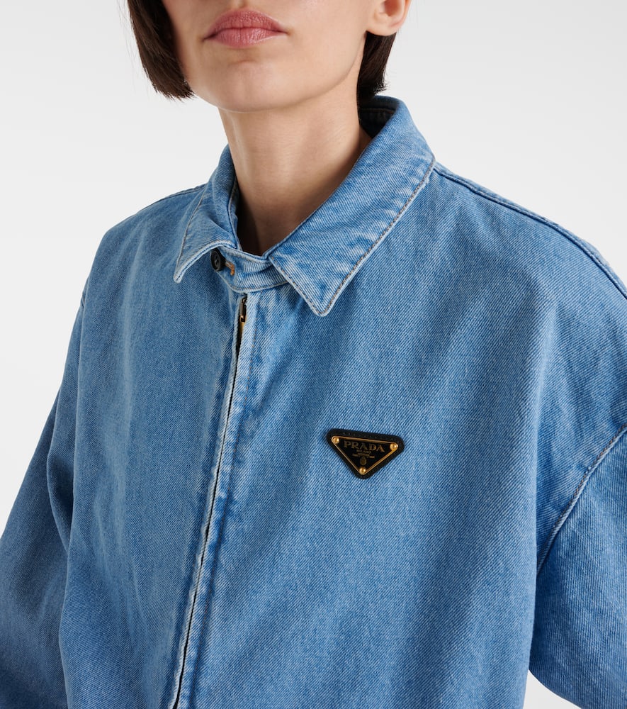 Prada Kapuzenjacke Mit Emaille-logo In Blue