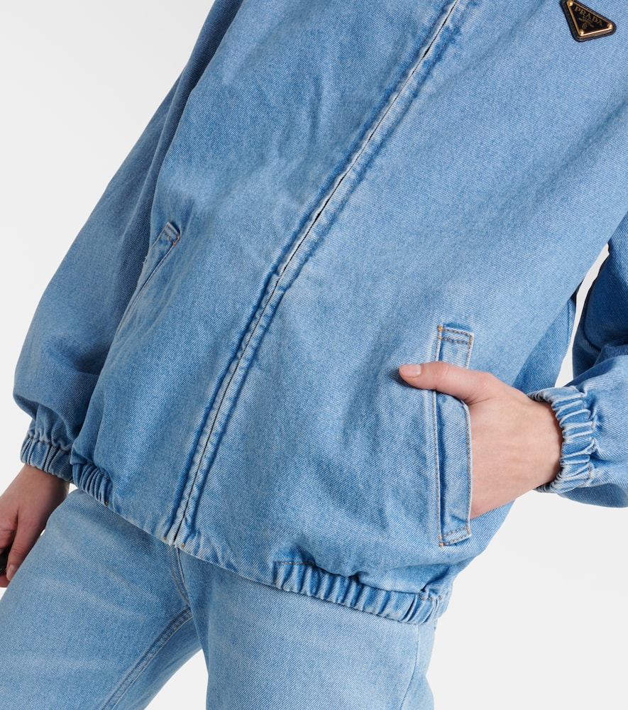 Prada Kapuzenjacke Mit Emaille-logo In Blue