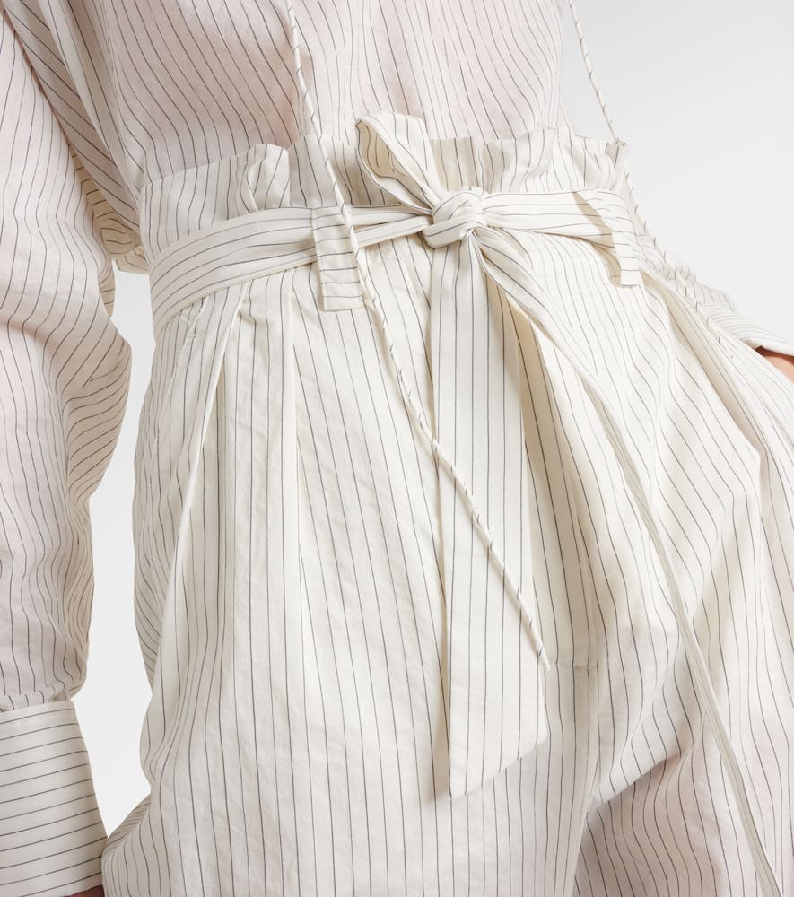 Shop Max Mara Xero Pinstripe Cotton And Silk Palazzo Pants In White