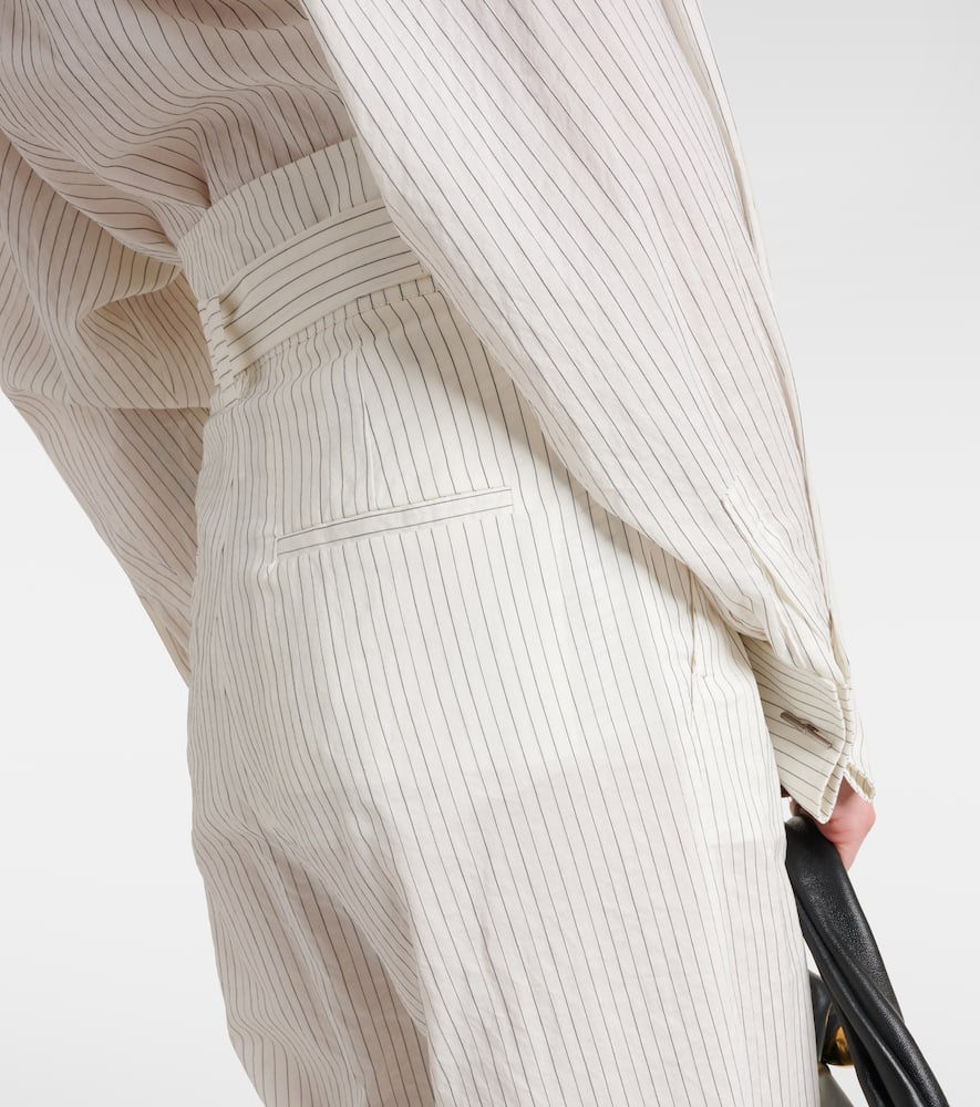 Shop Max Mara Xero Pinstripe Cotton And Silk Palazzo Pants In White