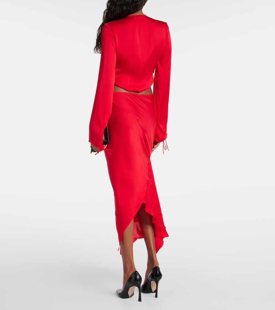  Acne Studios Acne Studios Deconstructed Cutout Silk Midi Skirt 