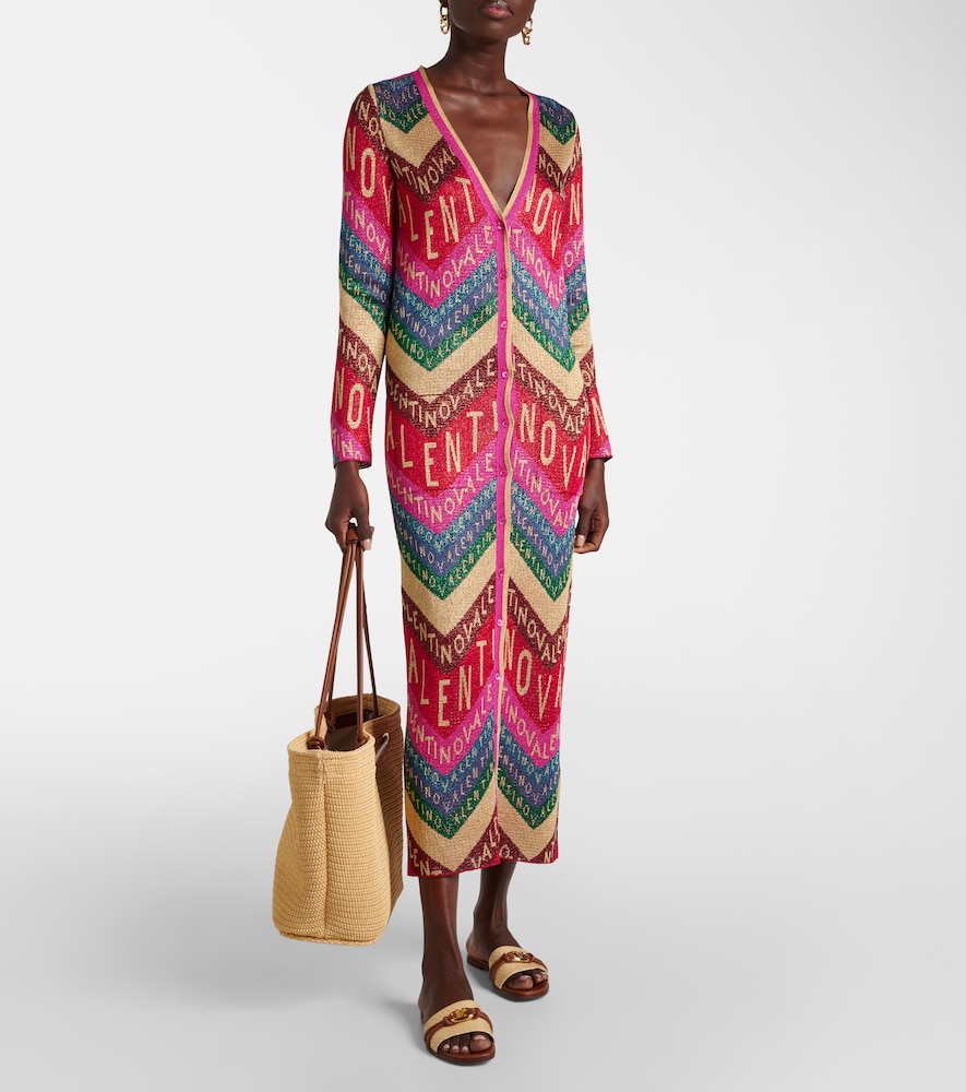  Valentino Valentino Logo Knitted Jacquard Midi Dress 