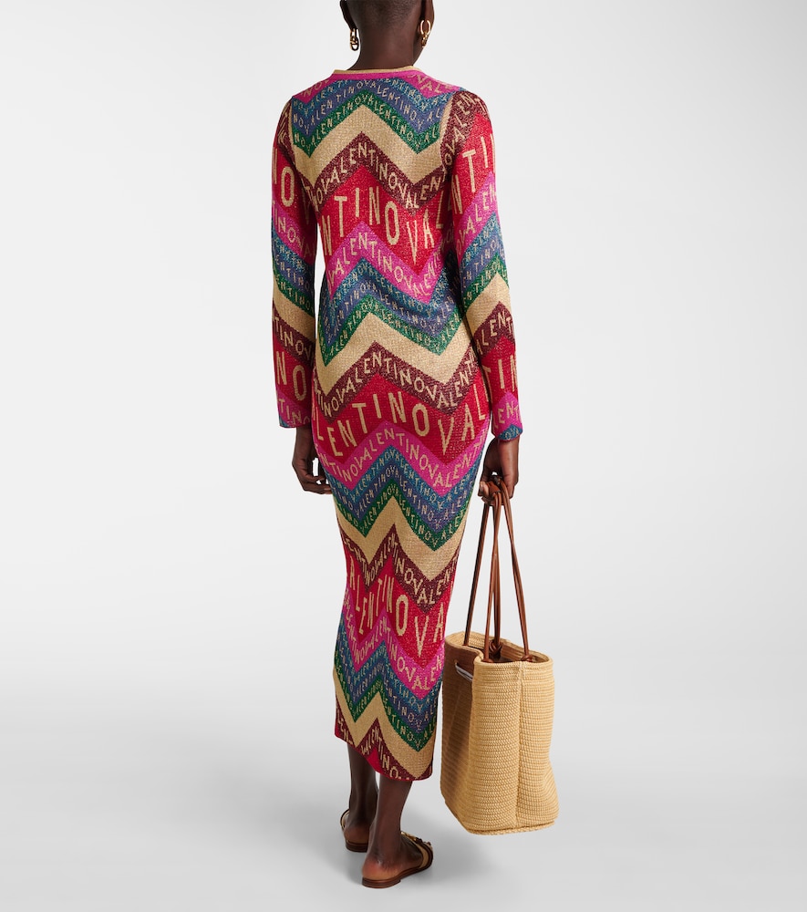  Valentino Valentino Logo Knitted Jacquard Midi Dress 
