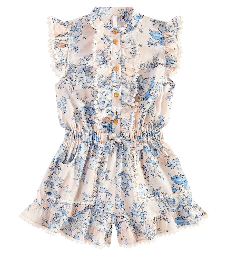 Zimmermann Kids Halliday floral lace-trimmed playsuit