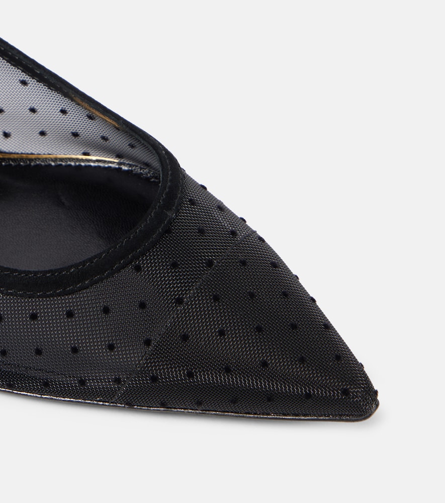  Tory Burch Tory Burch Suede-trimmed Mesh Mary Jane Flats 