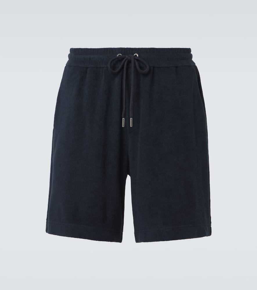 Moncler Dark Blue Terry Fabric Bermuda Shorts In Blue
