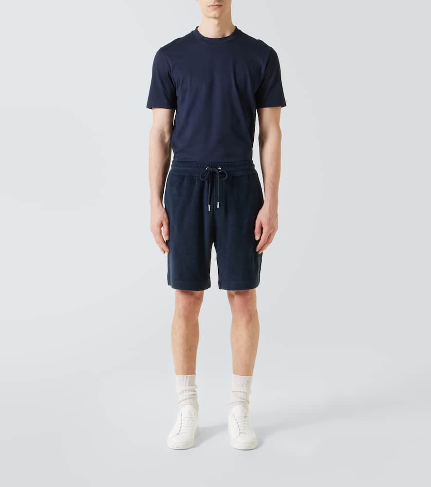 Moncler Dark Blue Terry Fabric Bermuda Shorts In Blue