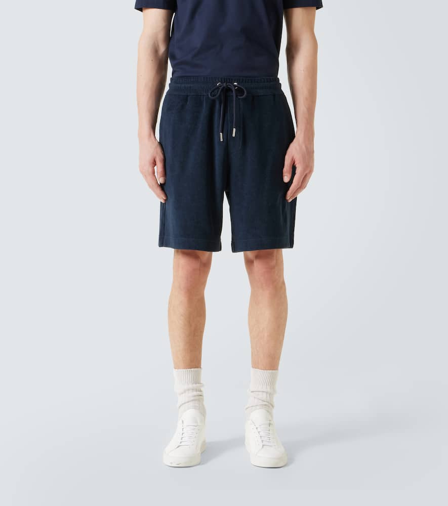 Moncler Dark Blue Terry Fabric Bermuda Shorts In Blue