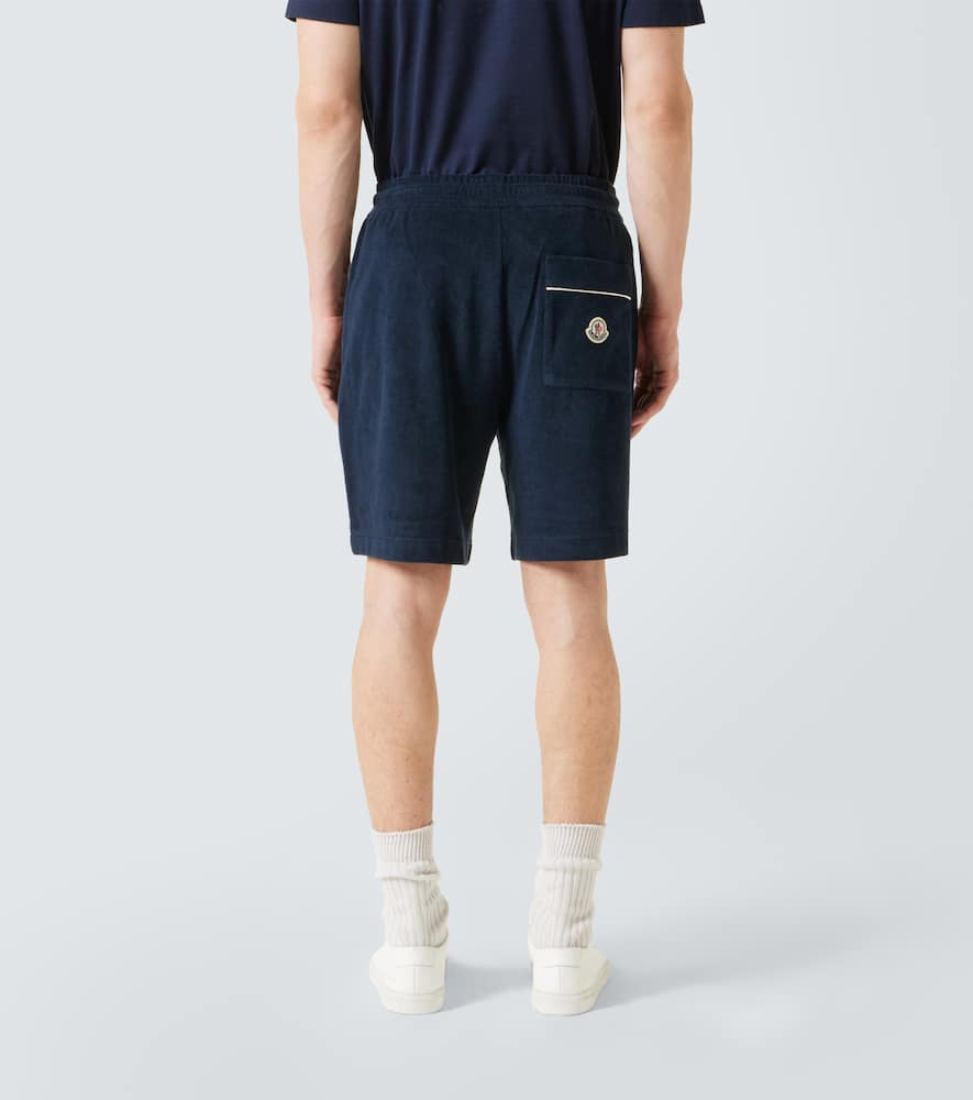 Moncler Dark Blue Terry Fabric Bermuda Shorts In Blue