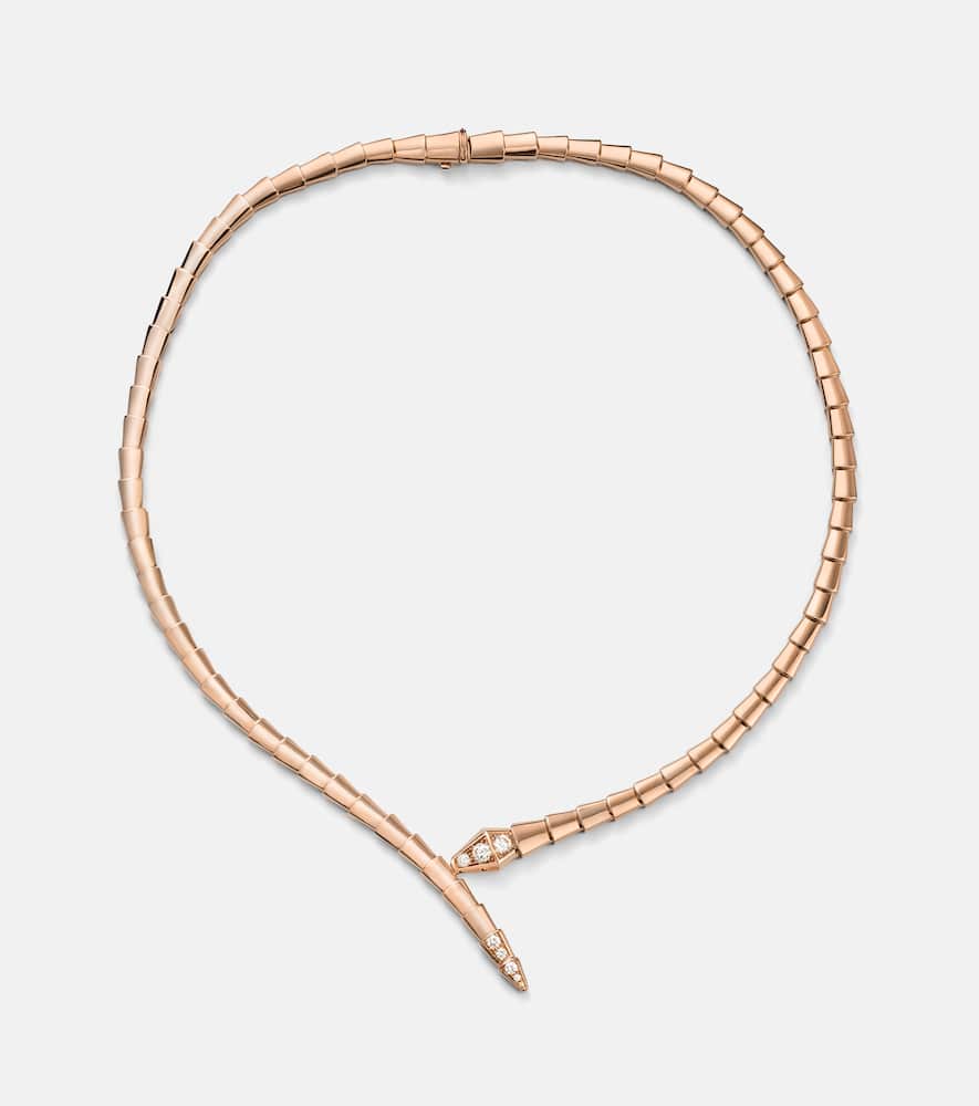 Bvlgari Serpenti Viper 18kt rose gold necklace with diamonds