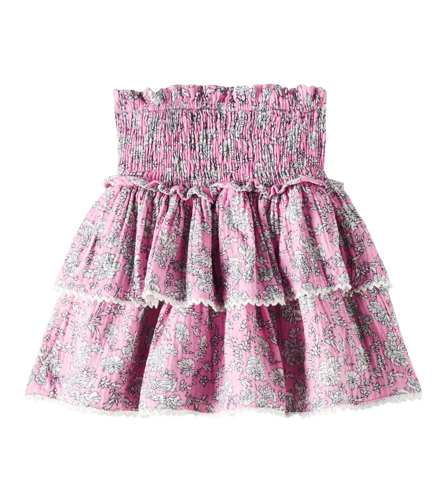 The New Society Melina Floral Cotton Muslin Skirt In Peony Hibiscus Print