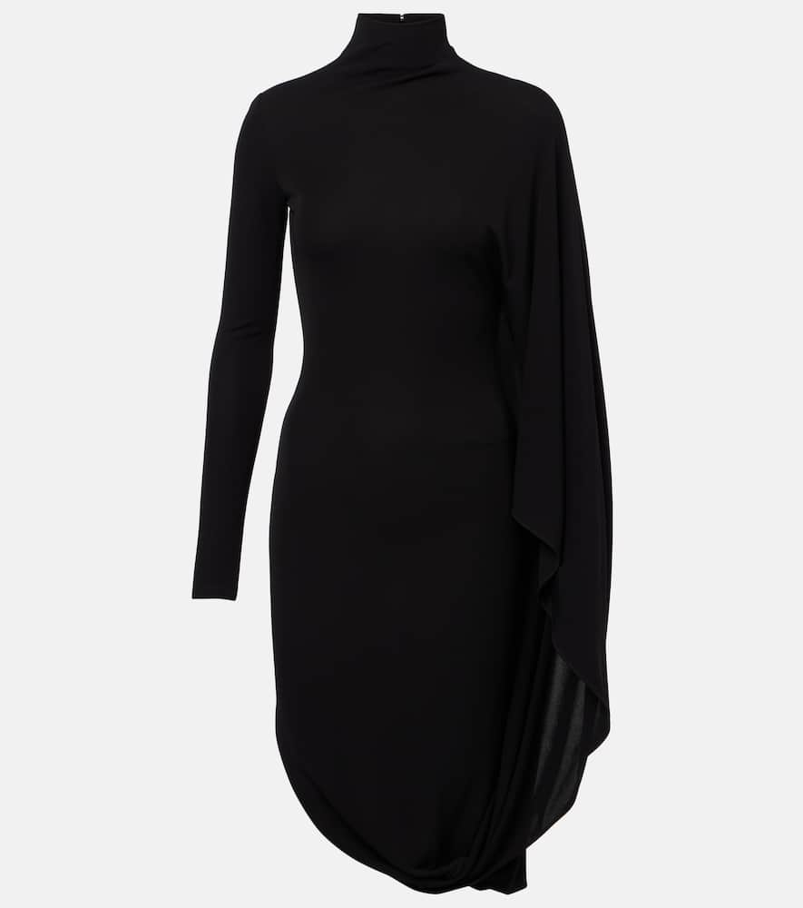 Draped high-neck midi dress