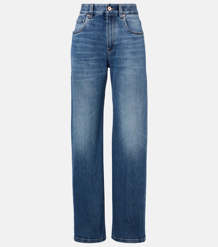 Brunello Cucinelli Loose Fit Denim Jeans With Belt Loops In Blue