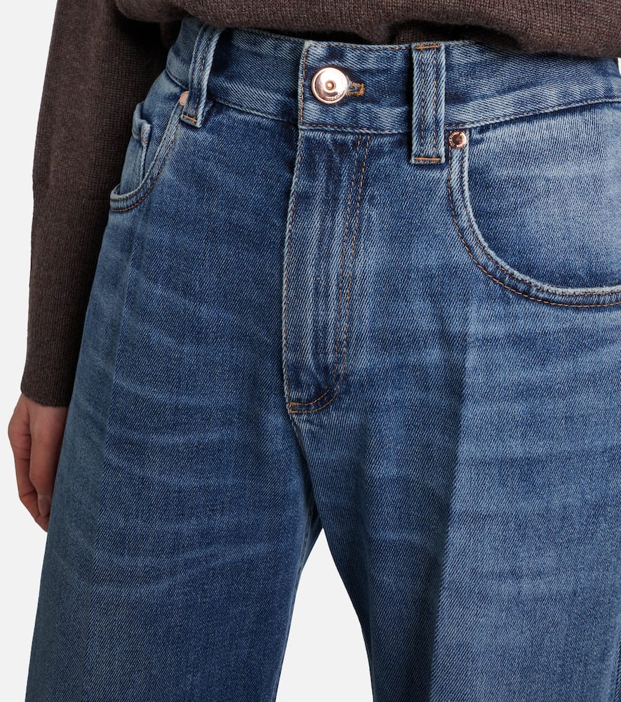 Brunello Cucinelli Loose Fit Denim Jeans With Belt Loops In Blue