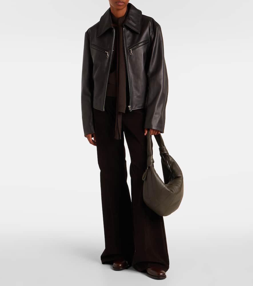Lemaire Womens Dark Chocolate Mini Fortune Croissant Leather Shoulder Bag In Brown
