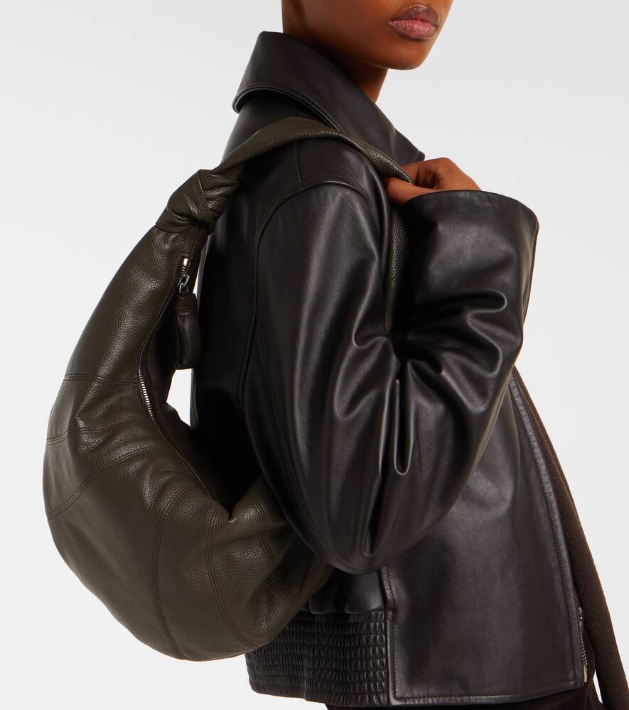 Lemaire Womens Dark Chocolate Mini Fortune Croissant Leather Shoulder Bag In Brown