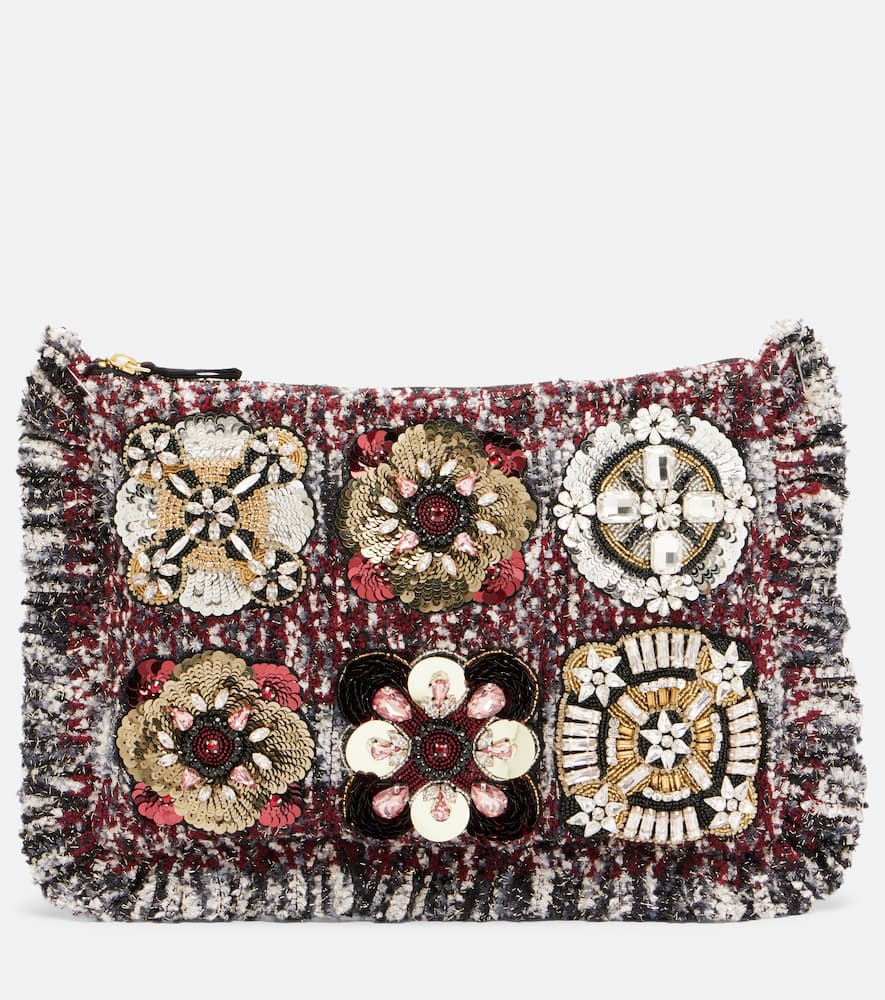 La Doublej Small Embroidered Jacquard Pouch In Multi