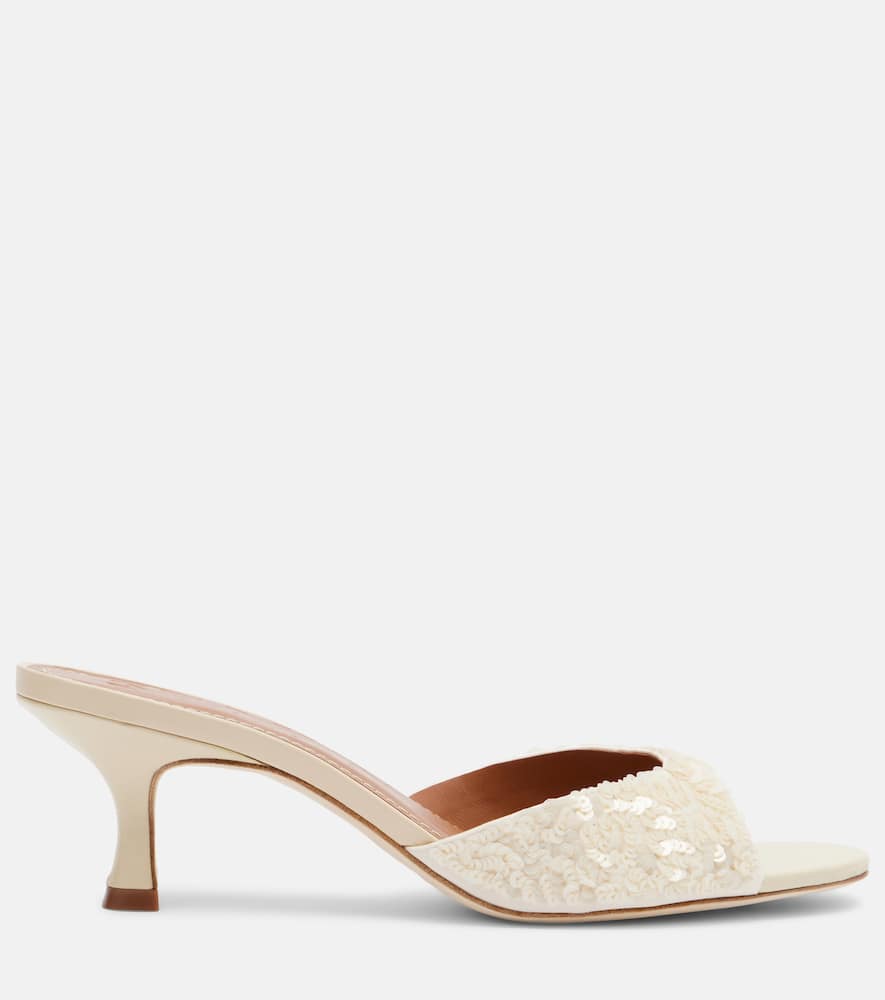 Staud Brigitte Sequined Leather Mules In Multi