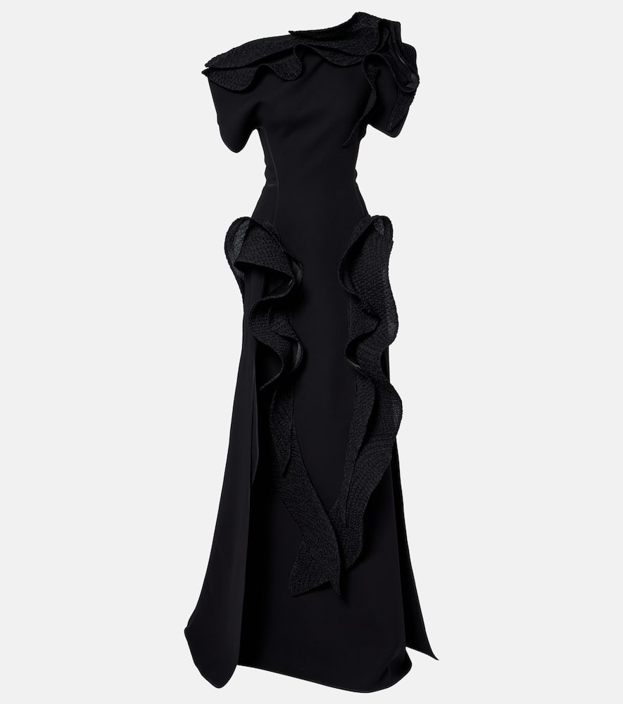Maticevski Synergies Asymmetric Ruffled Gown In Black