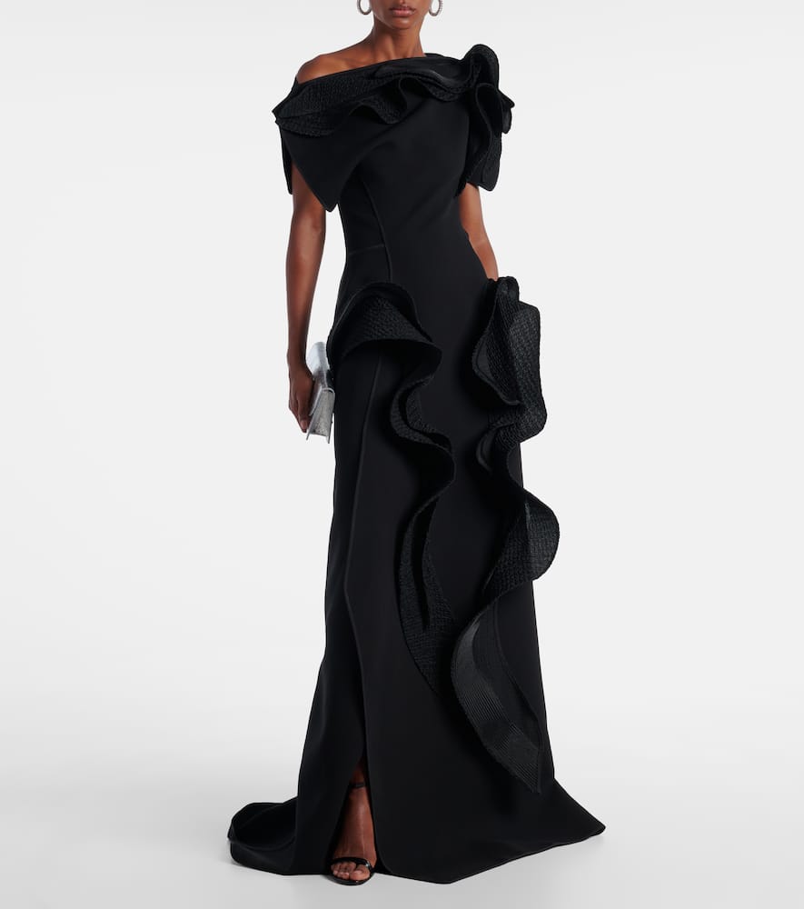 Maticevski Synergies Asymmetric Ruffled Gown In Black