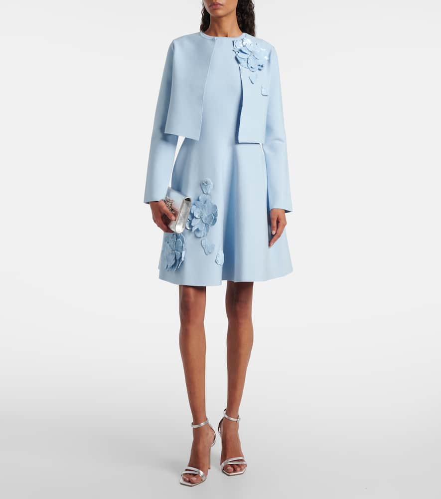 Oscar De La Renta Peony Sequin Embroidered Sleeveless Fit & Flare Dress In Blue