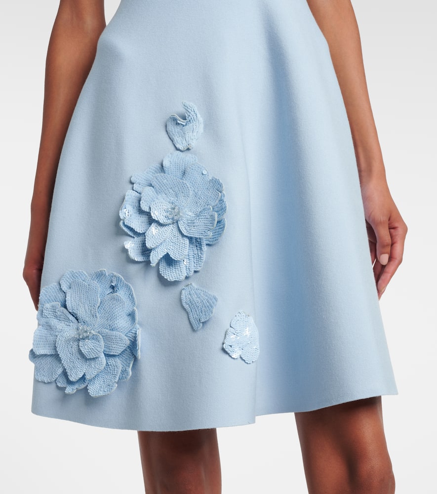 Oscar De La Renta Peony Sequin Embroidered Sleeveless Fit & Flare Dress In Blue