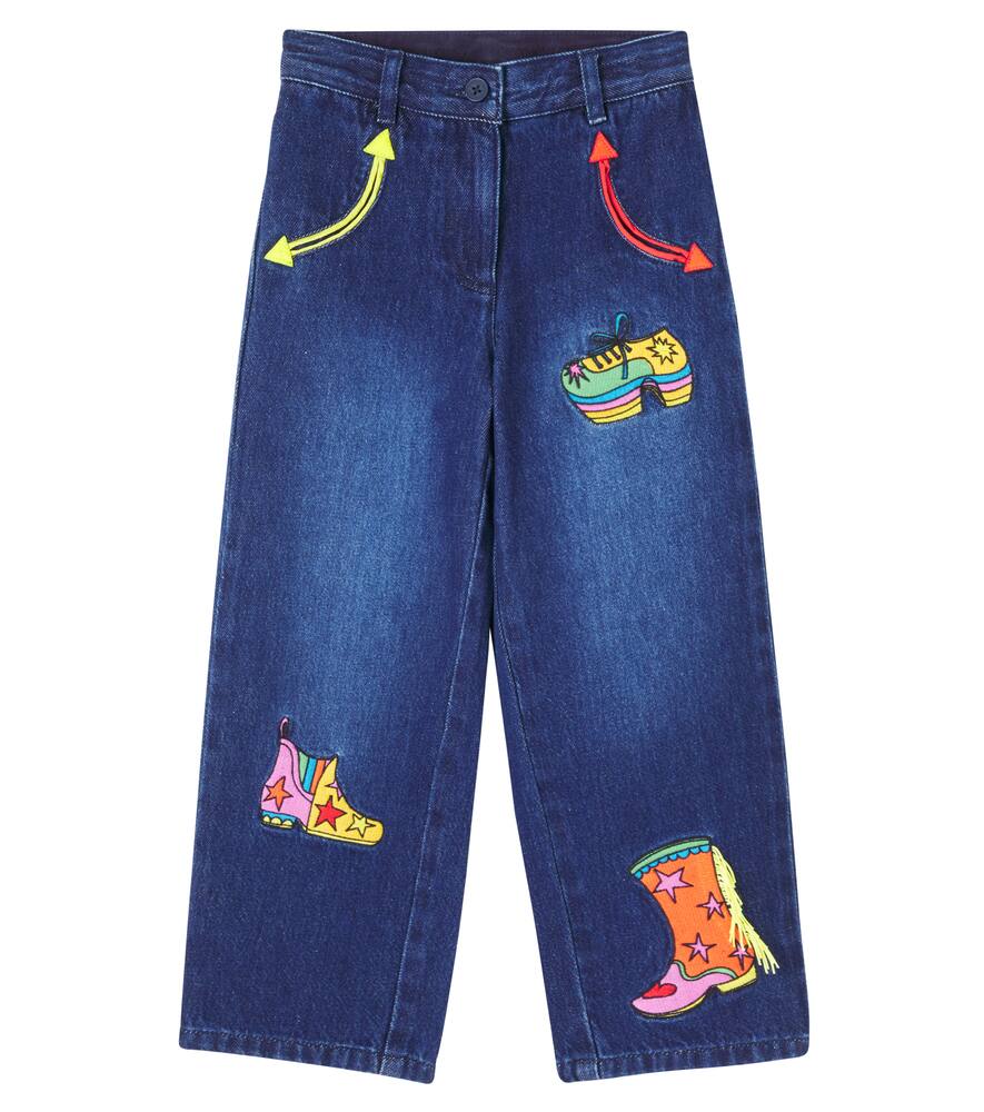 Stella Mccartney Appliqué Wide-leg Jeans In Blue