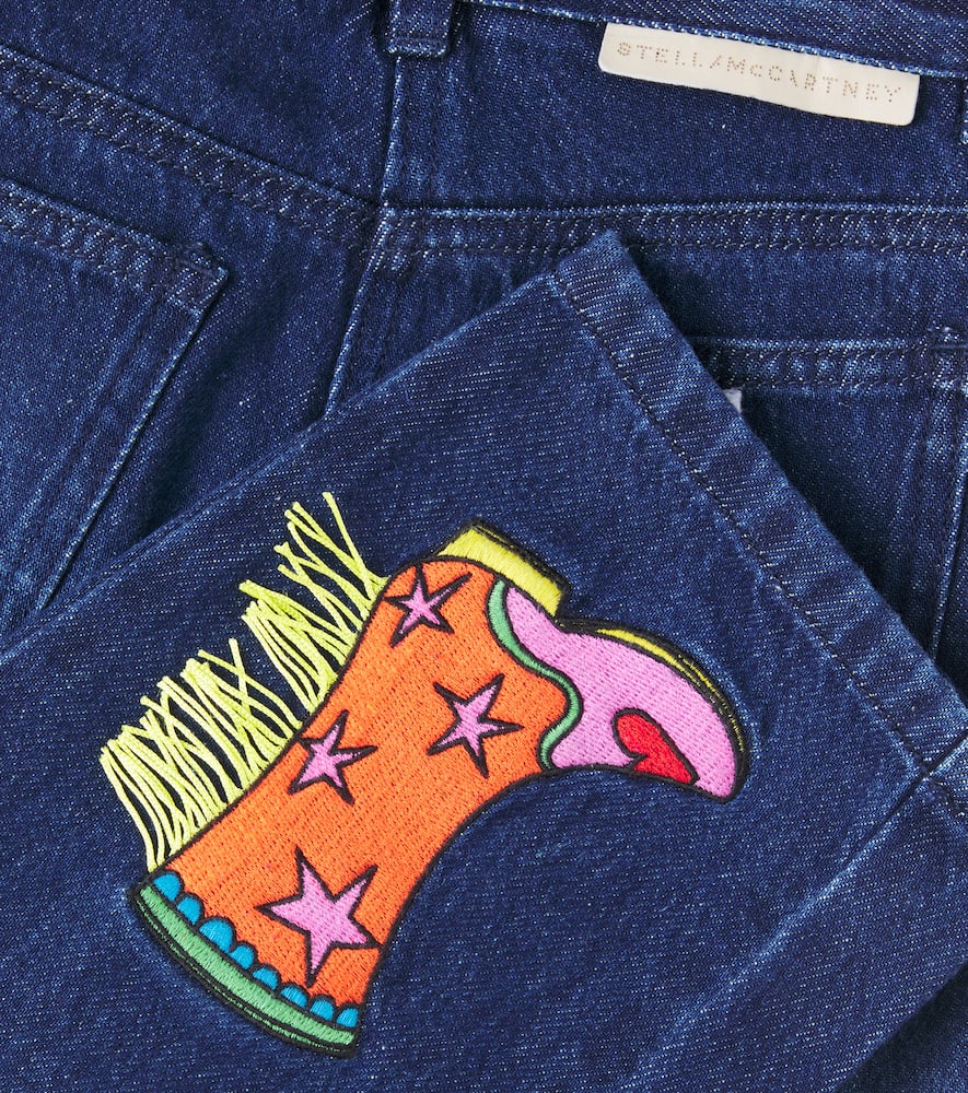 Stella Mccartney Appliqué Wide-leg Jeans In Blue