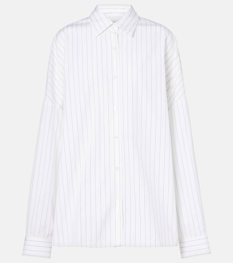 Dries Van Noten White Striped Cotton Cocoon Shirt In White