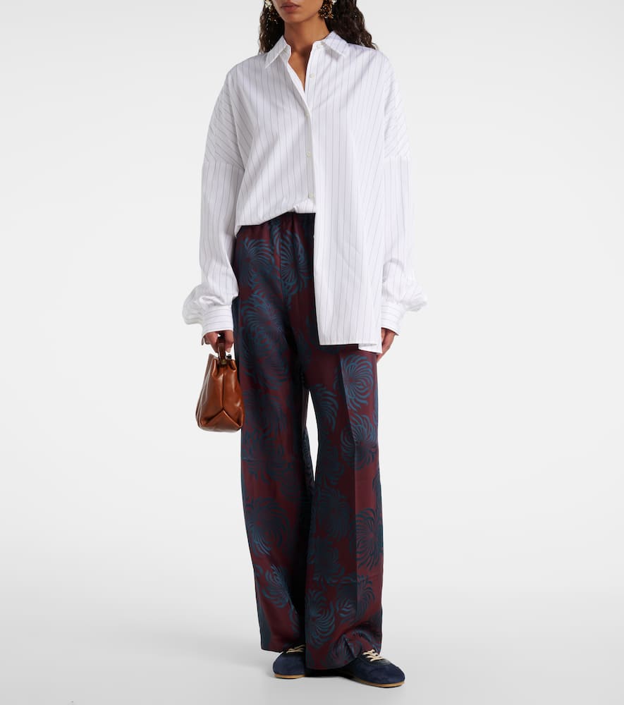 Dries Van Noten White Striped Cotton Cocoon Shirt In White