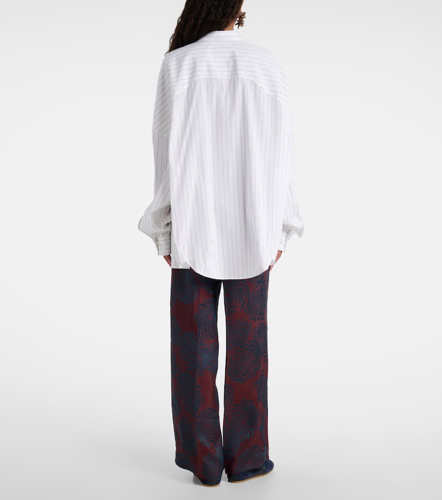 Dries Van Noten White Striped Cotton Cocoon Shirt In White