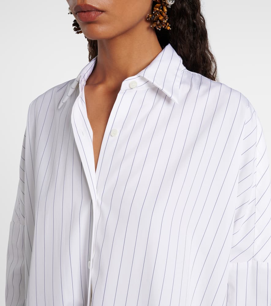 Dries Van Noten White Striped Cotton Cocoon Shirt In White