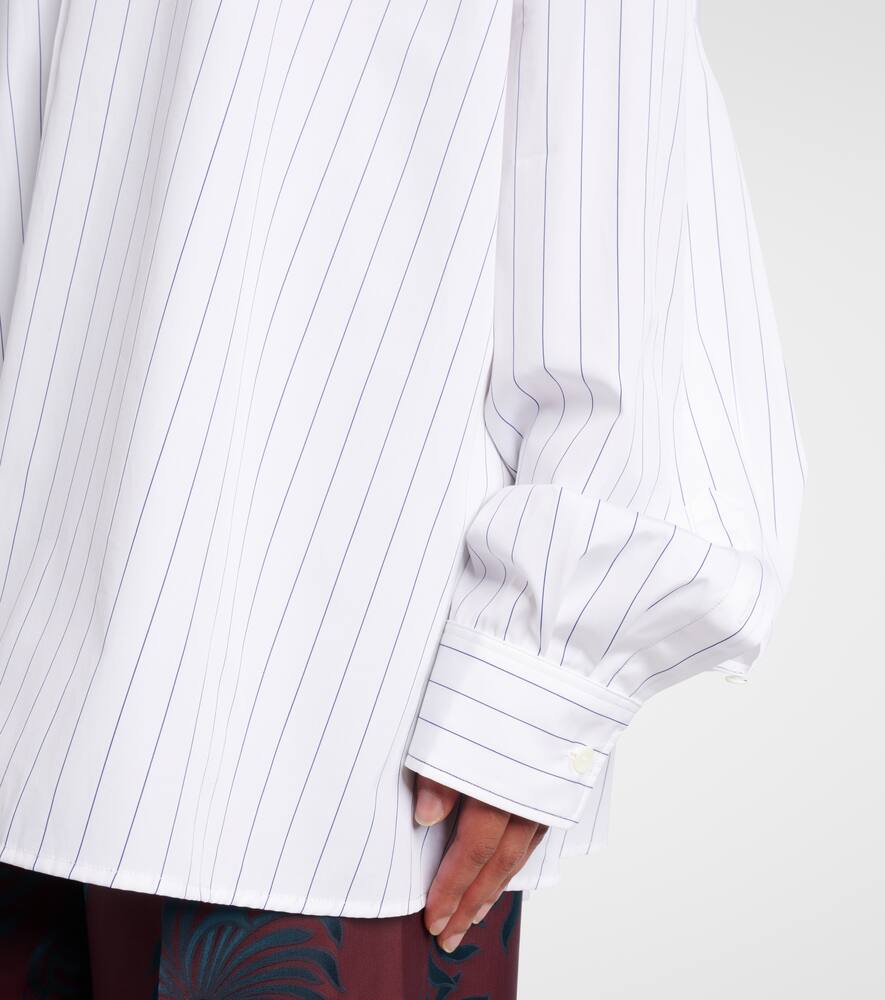 Dries Van Noten White Striped Cotton Cocoon Shirt In White