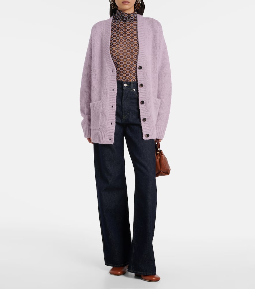Dries Van Noten Alpaca And Wool-blend Cardigan In Purple