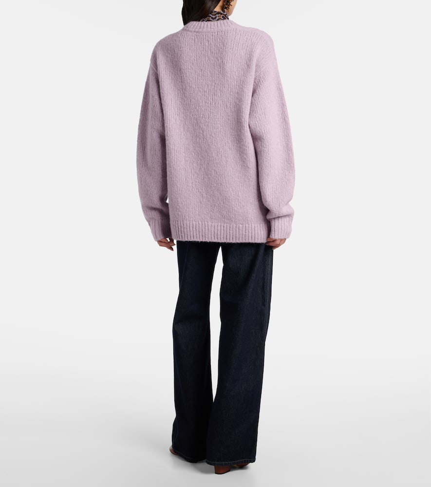 Dries Van Noten Alpaca And Wool-blend Cardigan In Purple