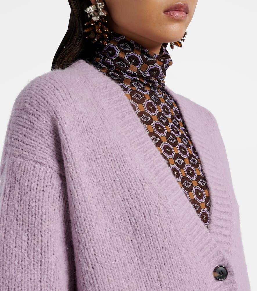 Dries Van Noten Alpaca And Wool-blend Cardigan In Purple