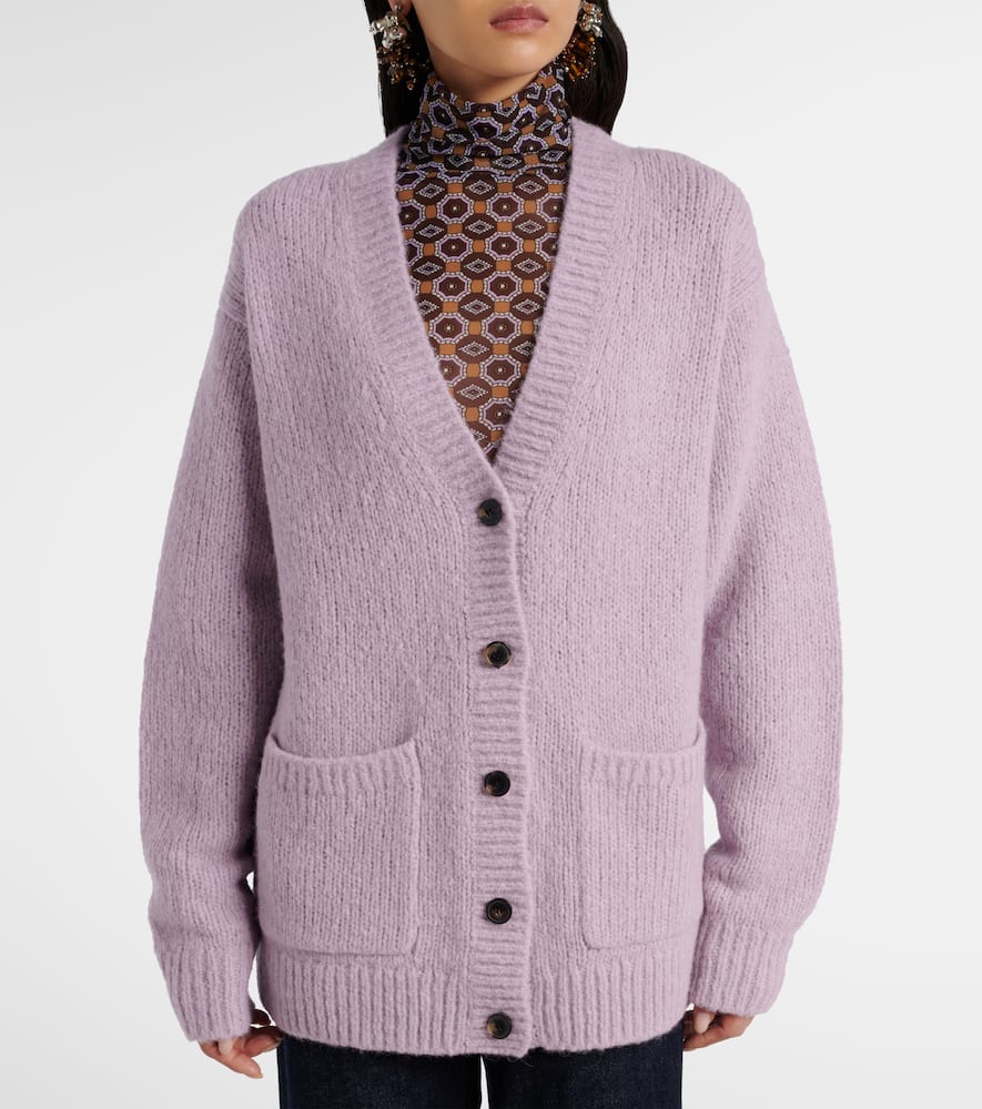Dries Van Noten Alpaca And Wool-blend Cardigan In Purple