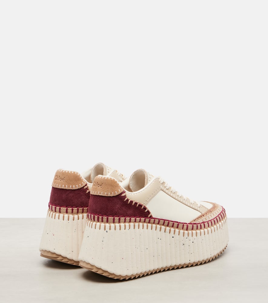 Chloé Nama Suede-trimmed Leather Platform Sneakers In Neutral
