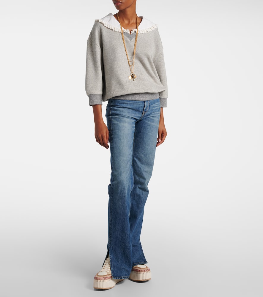 Chloé Nama Suede-trimmed Leather Platform Sneakers In Neutral