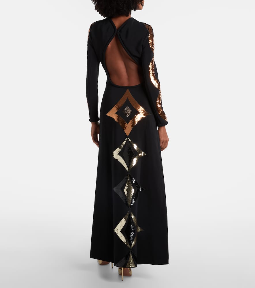 Pucci Sequined Open-back Gown In Black