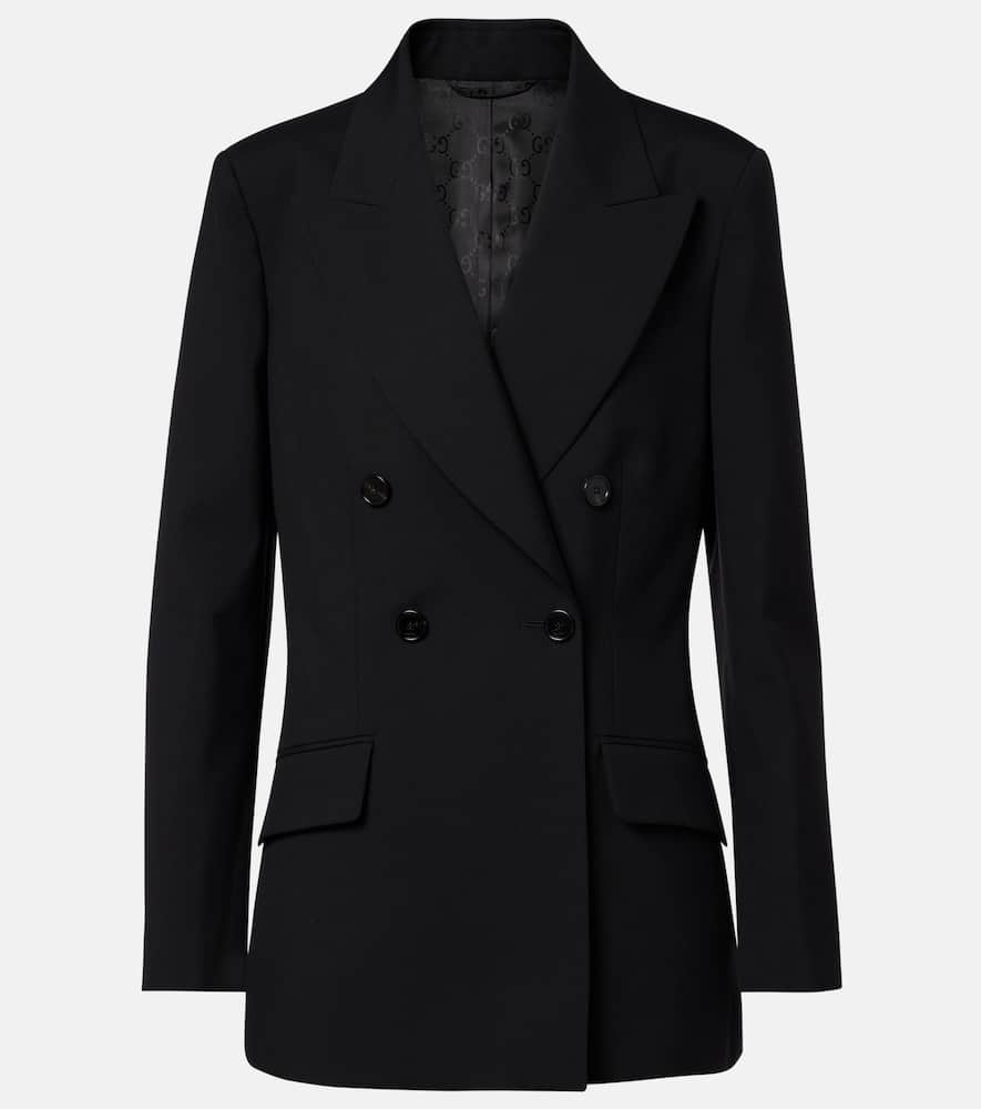 Gucci Double-breasted Wool Blazer In Black