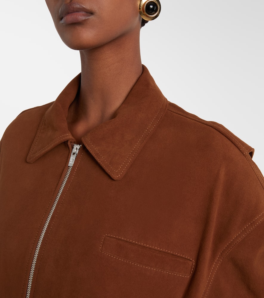 Jacques Wei Suede Bomber Jacket In Brown