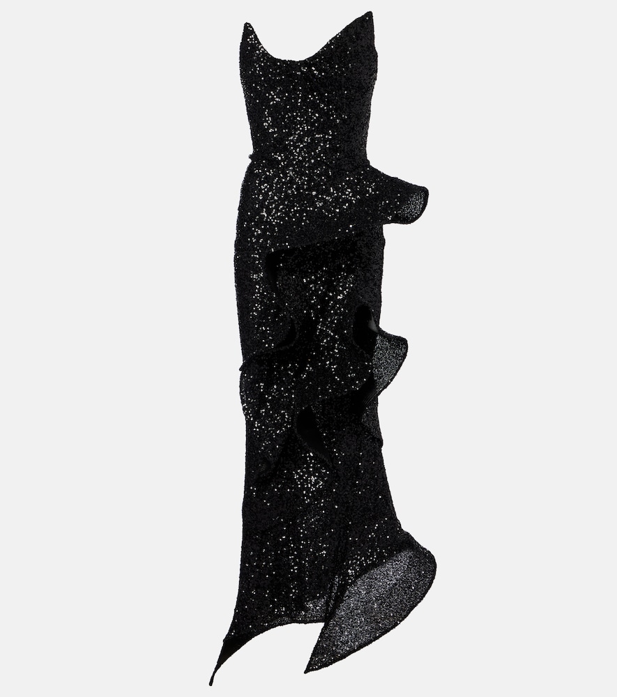 Maticevski Thistle Wave ruffled sequined gown
