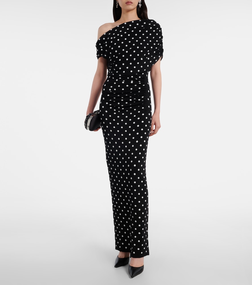 Self-Portrait Polka-dot asymmetric maxi dress