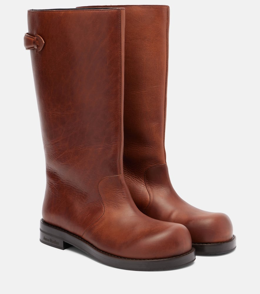 Acne Studios Beshay Leather Mid-calf Boots In Brown