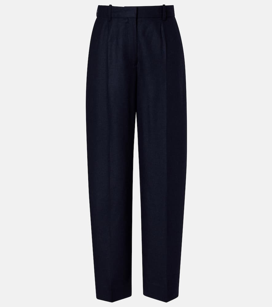 Totême Flannel Wide-leg Pants In Blue