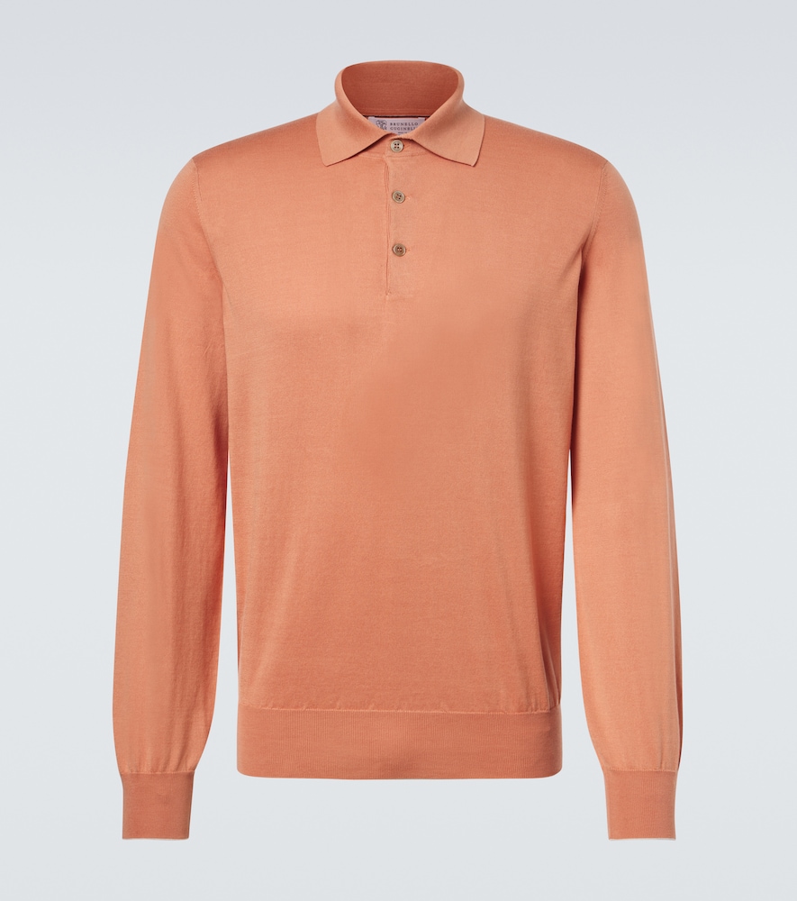 Brunello Cucinelli Men's Orange Cotton Polo Sweater UK Size 46 - Mytheresa