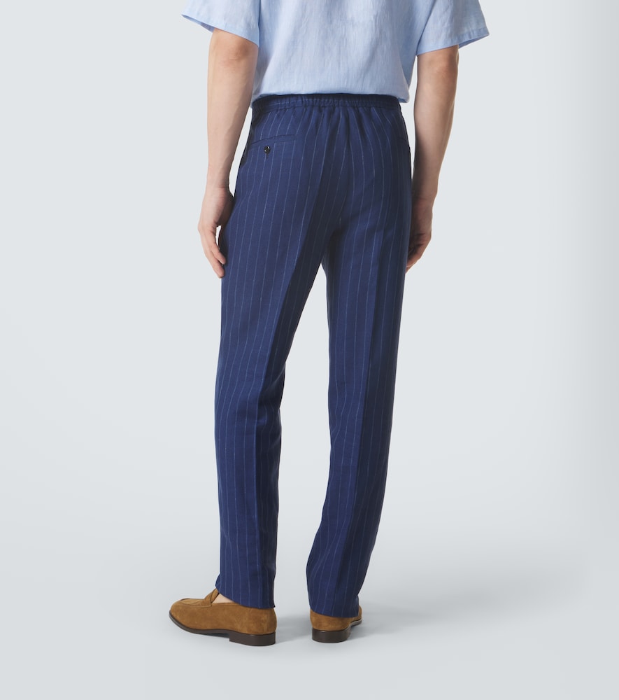  Rubinacci Rubinacci Pinstripe Wool And Linen Straight Pants 