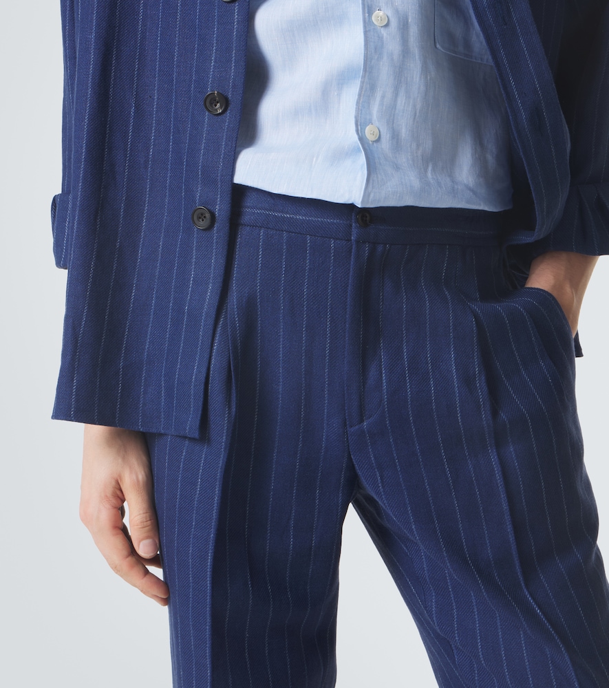 Rubinacci Rubinacci Pinstripe Wool And Linen Straight Pants 