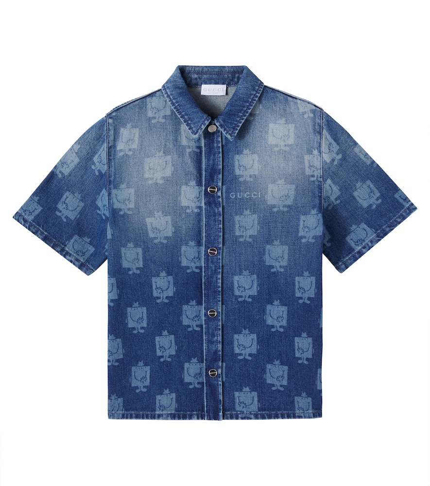Gucci Kids Blue Printed Denim Bowling Shirt Y Size 10 - Mytheresa